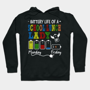 Funny Battery Life Of A School Lunch Lady, Funny Teacher Hoodie